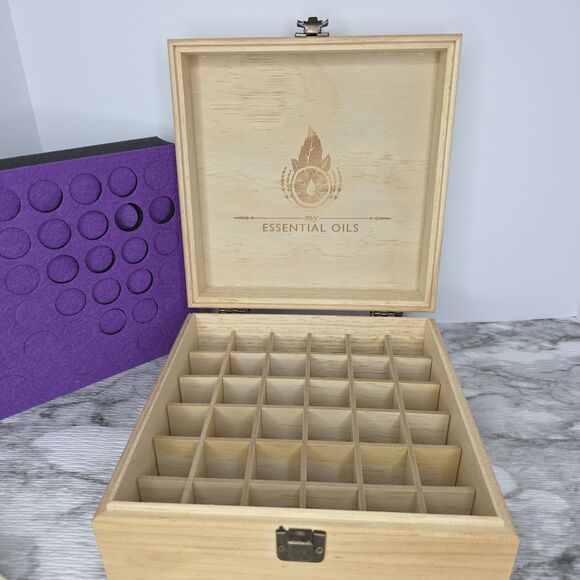 Wooden Essential Oil Box 36 Grid Storage Case Organizer Foam Pad Bottle Labels - Picture 2 of 10